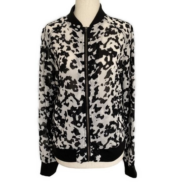 Bongo Zebra Animal Print Moto Biker Bomber Vintage Lightweight Jacket Size L - Picture 1 of 14